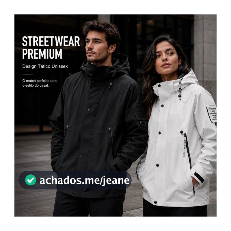 Jaqueta Corta Vento Streetwear Premium Tatica Impermeavel Unissex Moda Casal Estilo Urbano