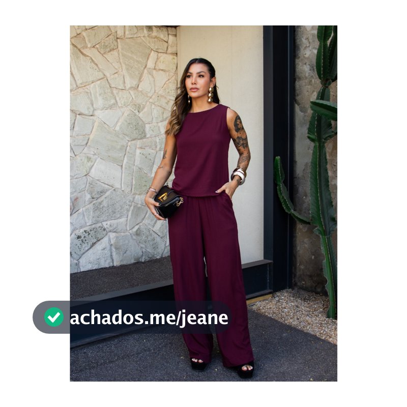 Conjunto Feminino 2 Peças Calça Pantalona Blusa Regata Viscolinho Confortável P ao GG