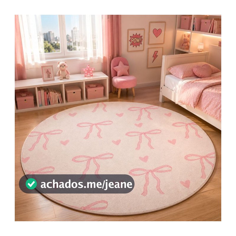 Tapete Redondo Decorativo 88cm Antiderrapante para Sala e Quarto 2181