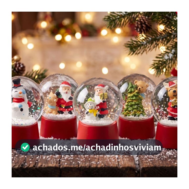 Globo de Neve Natalino Enfeite de Natal Decorativo Mini Globo com Base Vermelha 5 Modelos 6cm