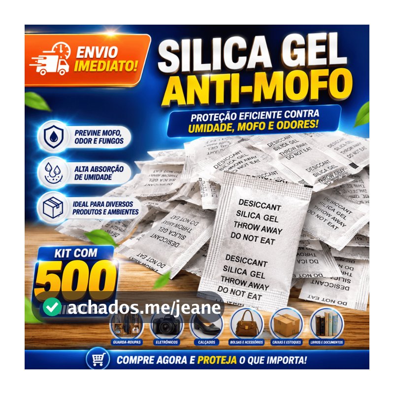 Kit 500 Sache Anti-Mofo Sílica Gel 1G Desumidificador Anti umidade Dessecante