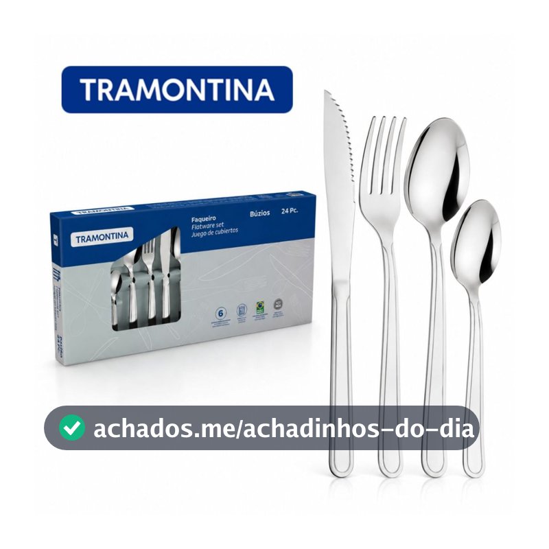 Kit Conjunto Jogo De Faqueiro Búzios 24 Peças Aço Inox Tramontina