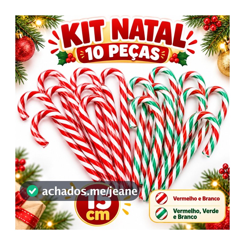 Kit 10 Bengalas de Natal Doce Enfeite de Árvore de Natal Decoração Natalina
