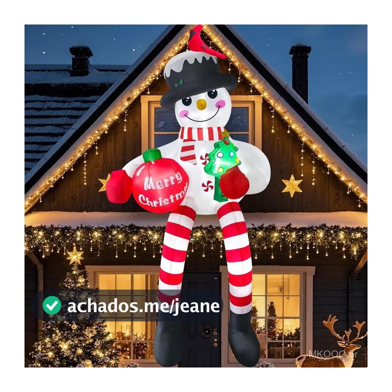 Decoração inflável de Natal para exterior, 2,4 metros, boneco de neve escalador, decoração de Natal para jardim com luze