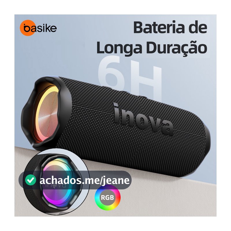 INOVA Caixa de Som Estéreo Portátil  Som Poderoso LED RGB FM Festa Ao Ar Livre Envio Imediato