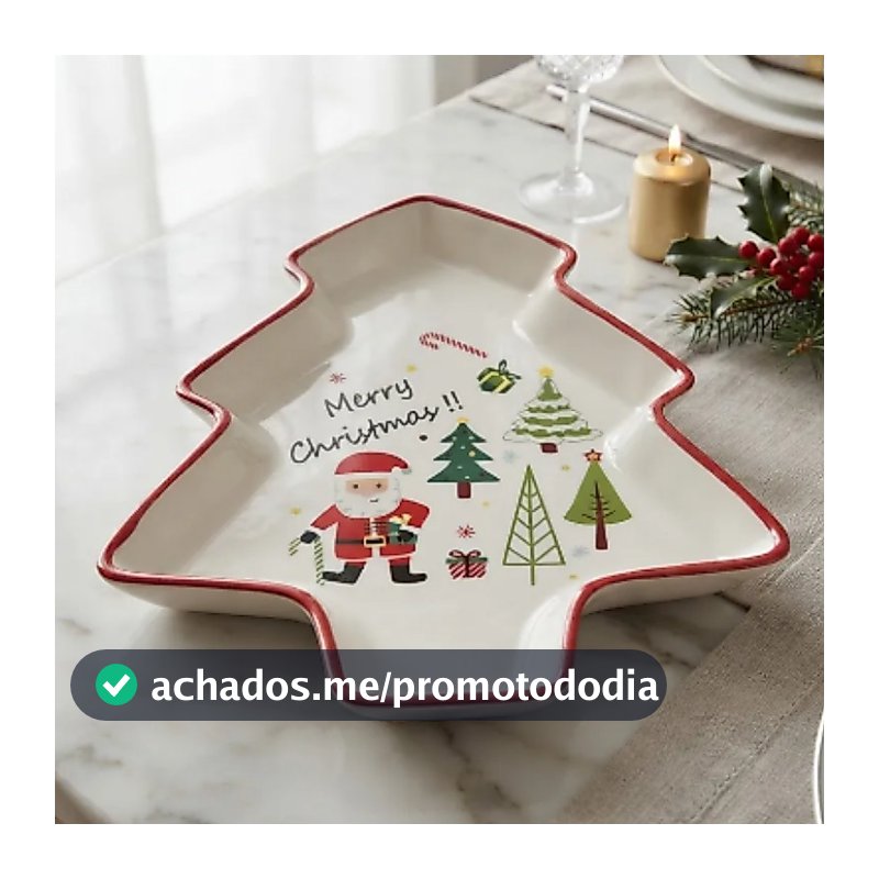 Petisqueira Natalina  Em Cerâmica Porta Doces Sobremesa Bolos