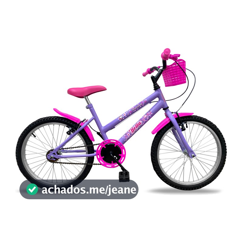 Bicicleta Aro 20 Infantil Feminina Bike Bella Com Cestinha