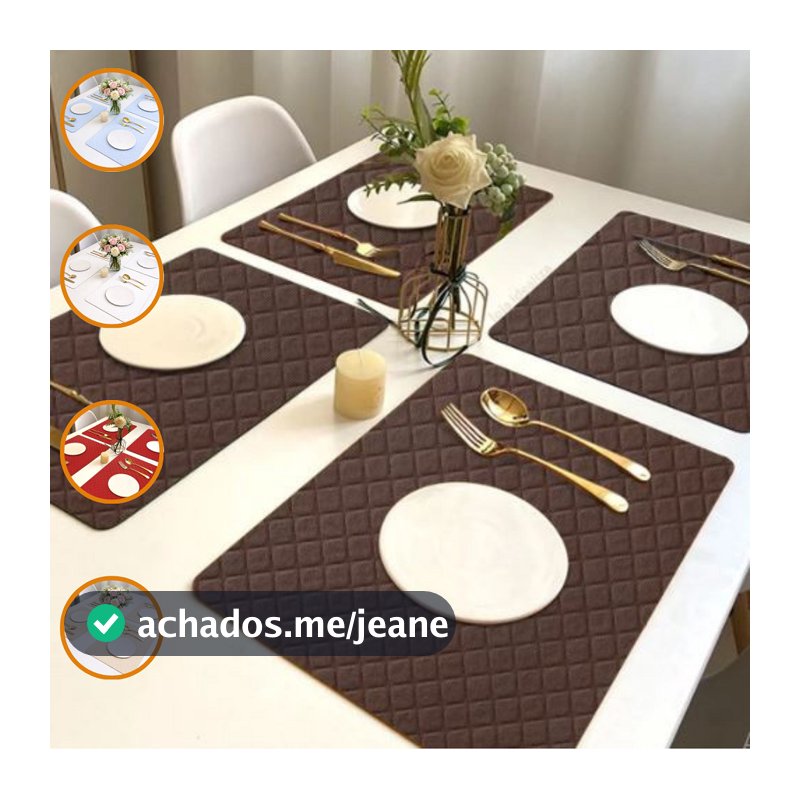 6 Jogo Americano Matelasse Cor Marrom Pvc
