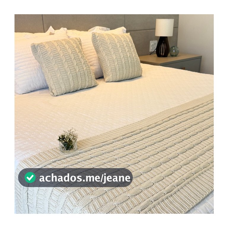 Kit Manta Peseira de Tricot + 2 Capas Almofada Para Cama e Sofá Casal Queen e King Decoração Luxo FI