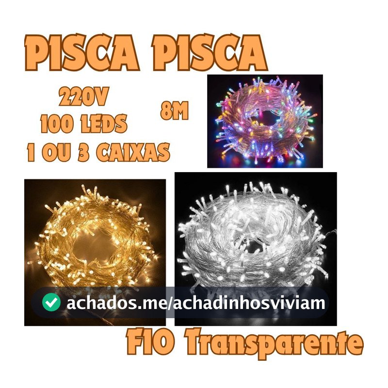 3 Ou 1 Caixas Pisca Pisca 8M 100 Leds 220V Fio Transparente Luzes Natal Uso Interno