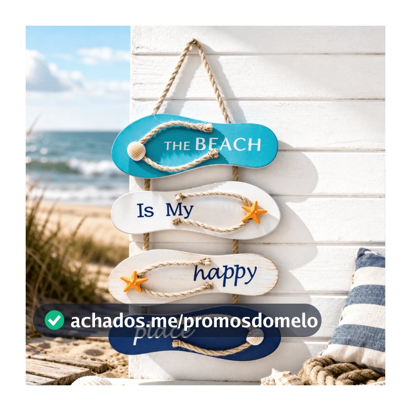 Pendurado de porta modelo praia vibes alto padrao the beack em madeira e cor 40 cm