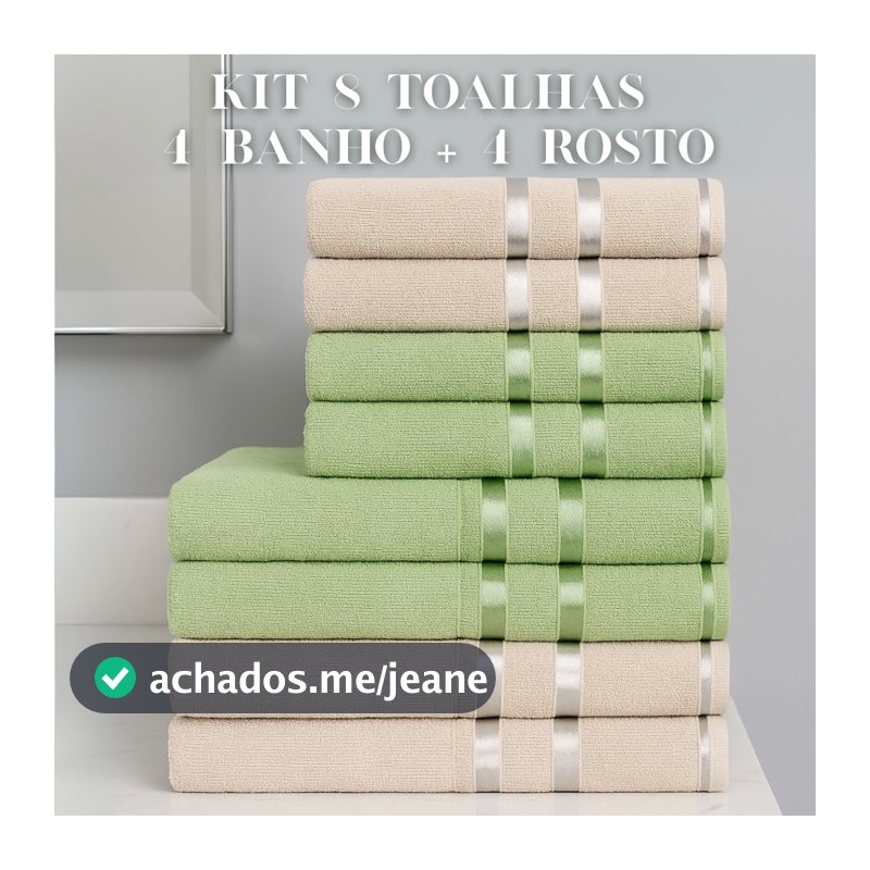 Kit 8 Toalhas Lyra (4 Banho + 4 Rosto) - 100% ALGODÃO