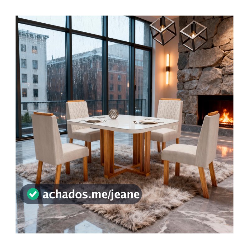 Sala de Jantar 120x80 Paola Tampo OFF-White 4 Cad Bom Pastor