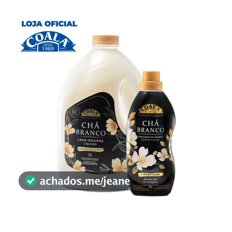 Kit Coala Laundry Chá Branco - 1 lava Roupas 3L +1 Amaciante1L