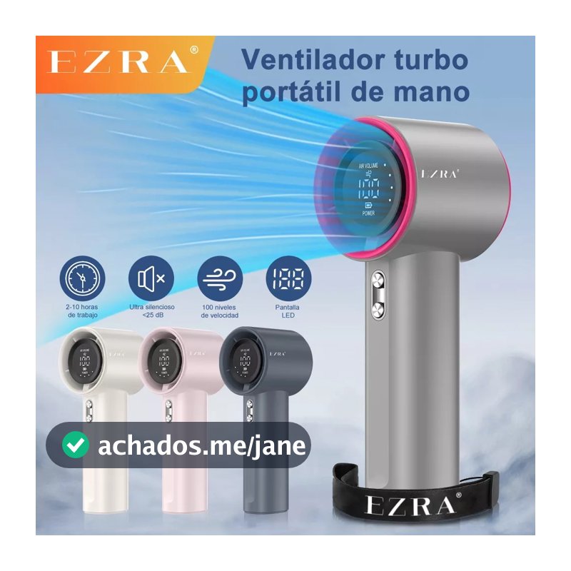 EZRA 3600Mah Mini Ventilador Vento Forte 100 Velocidade do Vento de Engrenagem Display Digital Ventilador Ajustável