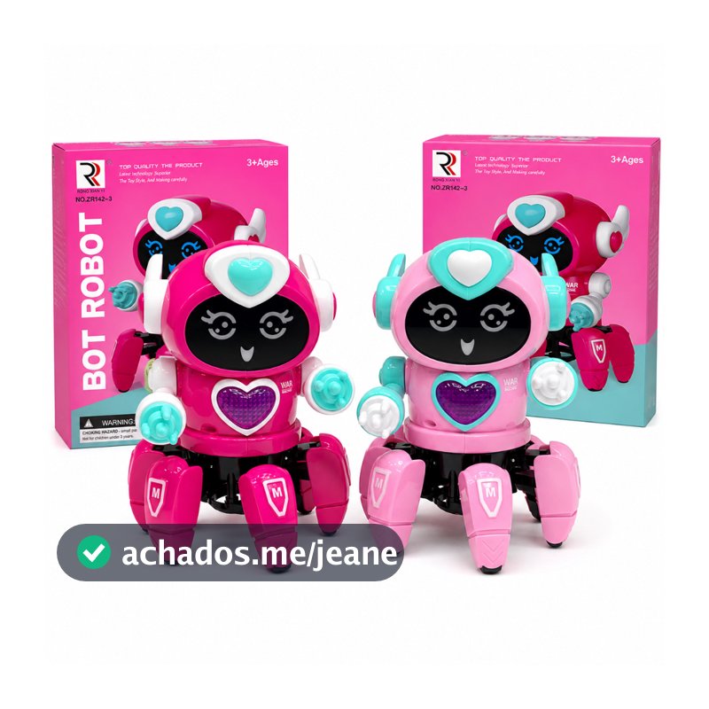 Brinquedo Robô Lady Rosa Dançante Face Digital Musical Com Luzes Som E Movimento Infantil