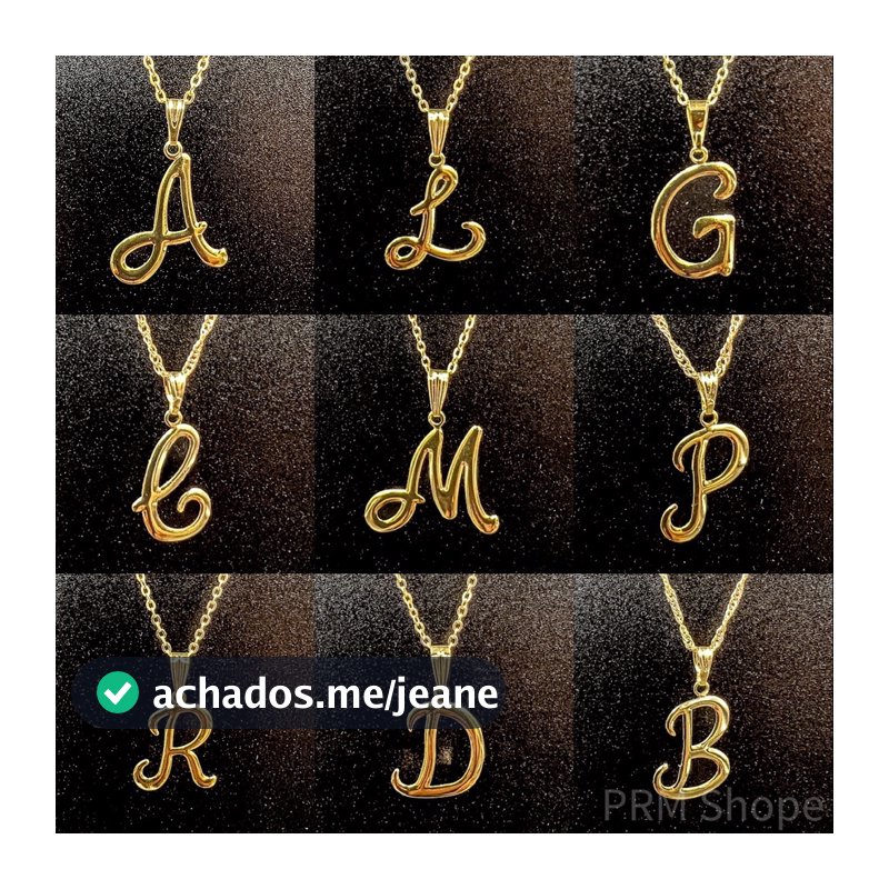 Colar   De Letra Inicial nome Dourado Folheado  prata