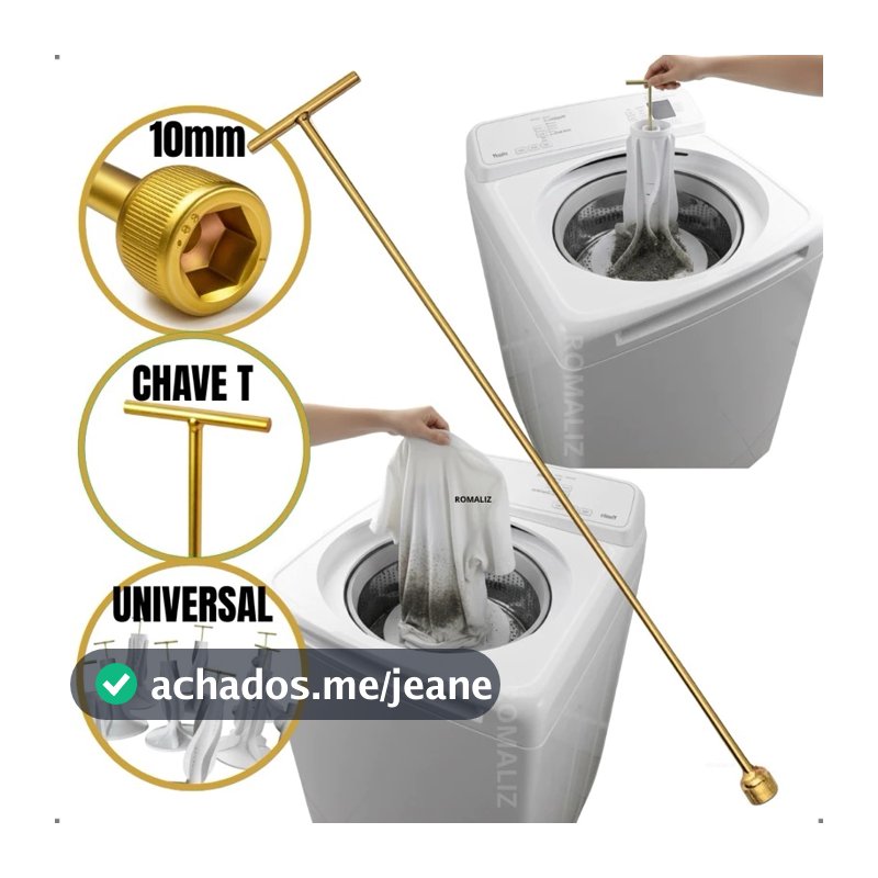 Chave T 10mm Longa de Máquina de Lavar e Curta Roupa Retirar Abrir Agitador Marcas Modelo Universal