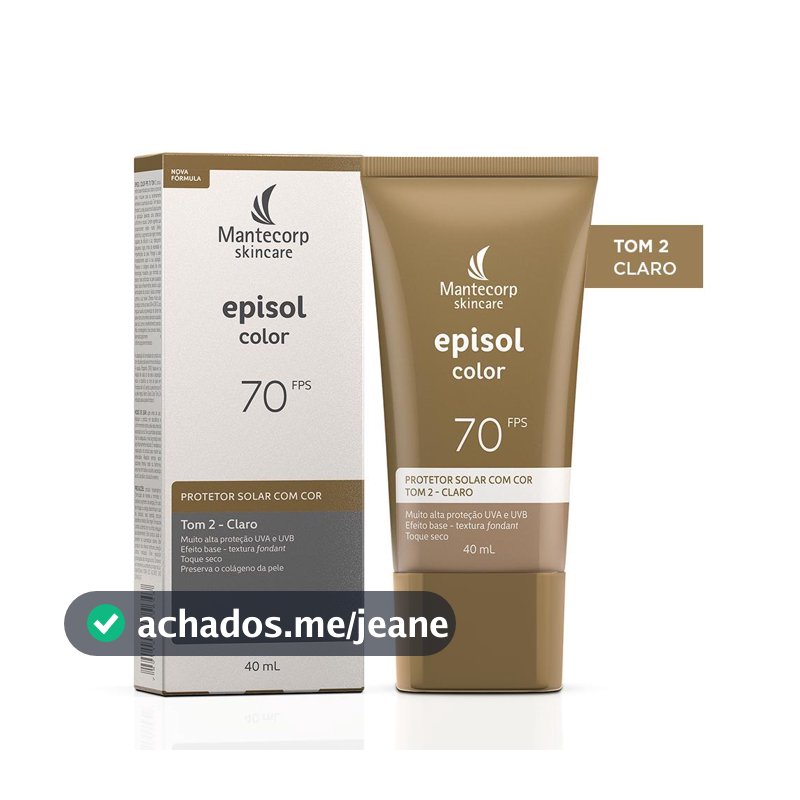 Protetor Solar Facial Episol Color Tom 2 Claro FPS70 40mL