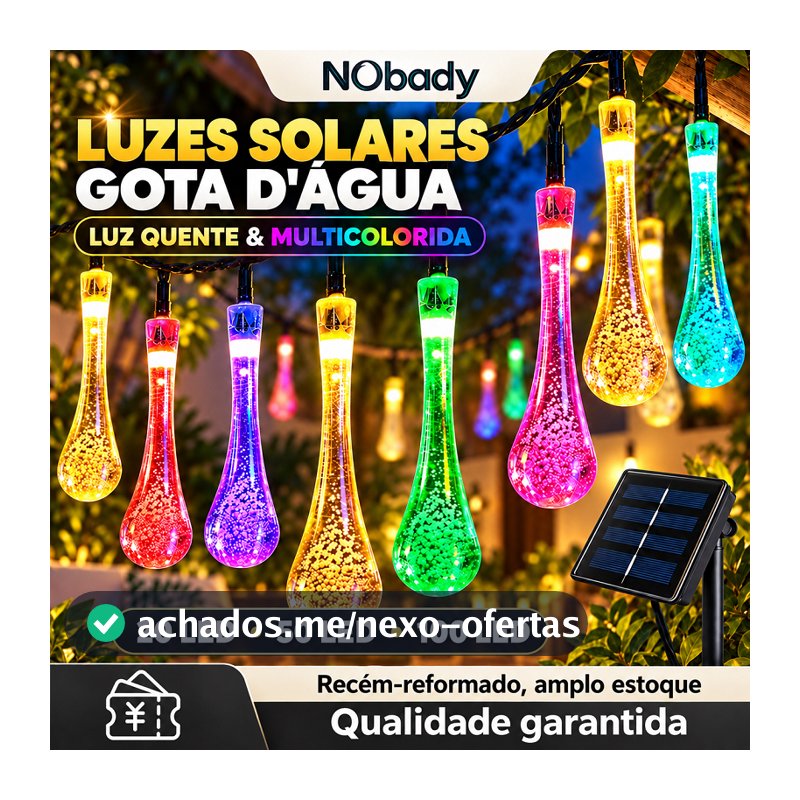 NObady Luz Solar Em Forma De Gota De água Pisca Pisca Enfeites De Natal IP65 Decorações 8 Modos De Luz Fio De Fada