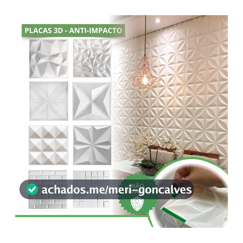 Kit 5/11/22 Placas 3D Acompanha dupla-face Revestimento de Parede Decorativa 30x30cm | Não Amassa