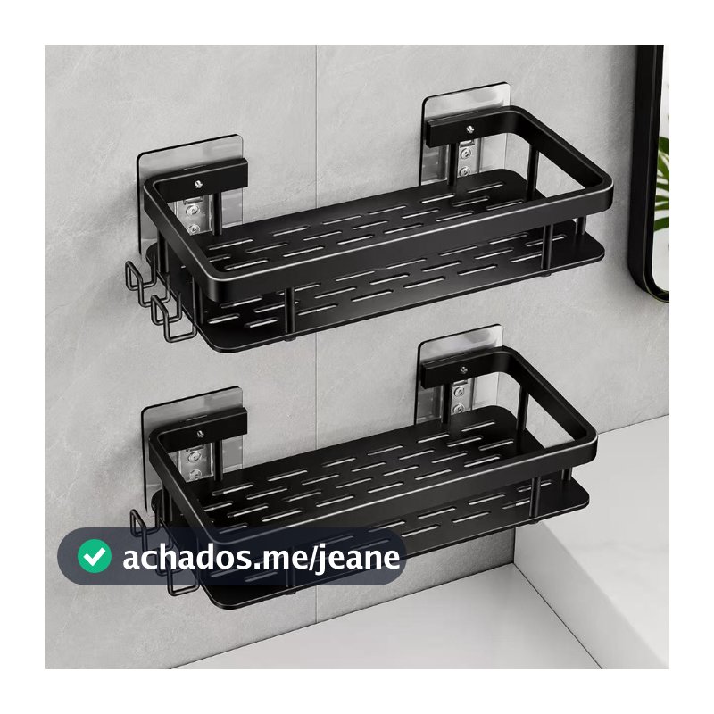 1/2/3 Suporte De Shampoo Preto Organizador Alta qualidade Prateleira De Banheiro Sem Furo Premium-Space Alumínio