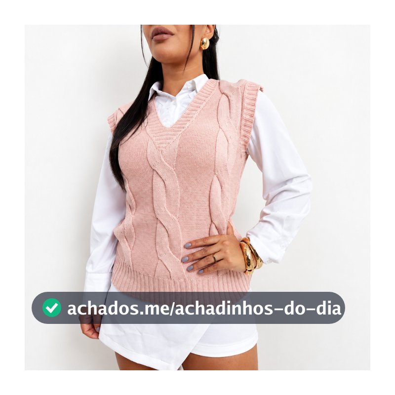 Colete Tricot Tranças Moda Feminina Inverno | Max Colete Regata Suéter Tricot Feminino Inverno