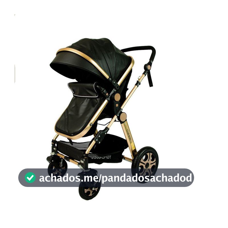 Carrinho de Bebê Luxo Club Baby Preto C/ Alça e Selo Inmetro