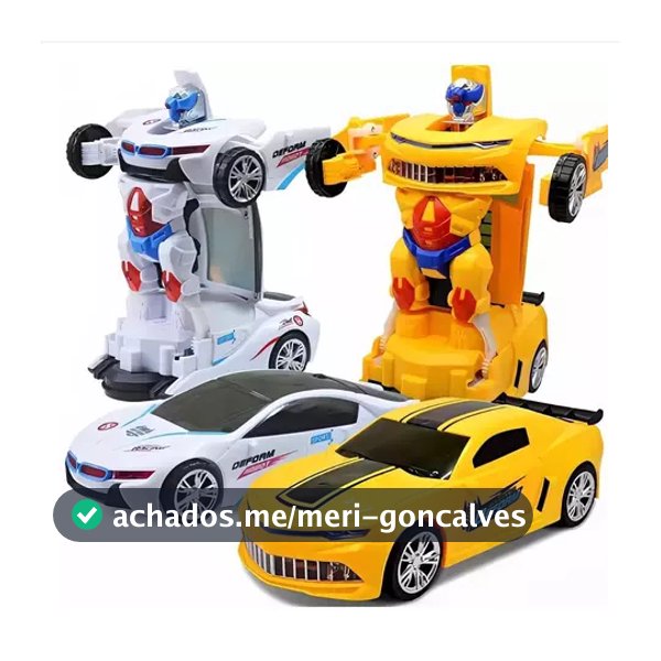 Carrinho Transformes Robô 2 em 1 Brinquedo Infantil Eletrônico Com Luz e Som Automáticos