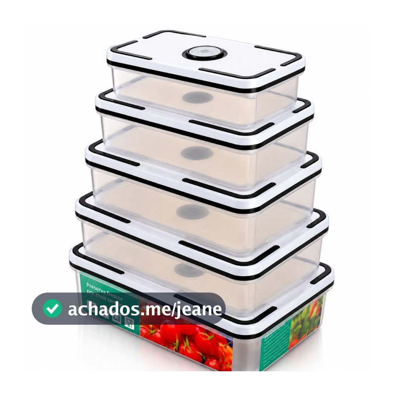 Conjunto De 5 Potes Herméticos De Plástico Retangular Com Tampa De Vedação Top