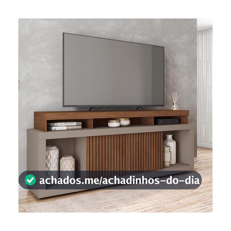 Rack  Bancada Para TV Sala de Estar até 70 Polegadas Sun Fendi e Havana Caemmun