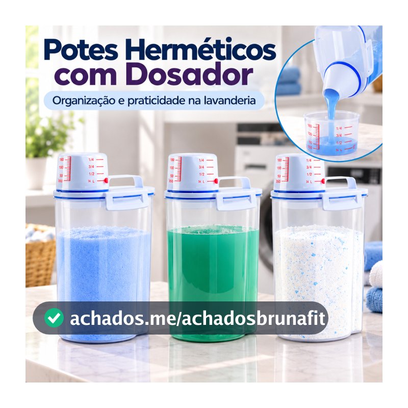 Kit 3 a 10 Potes Herméticos 2L Dispenser Organizador Lavanderia Para Sabão em Pó Detergente Amaciante