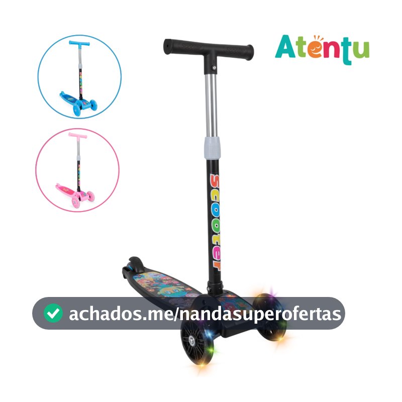 Patinete infantil 3 rodas com led luzes dobrável ajustável menino menina