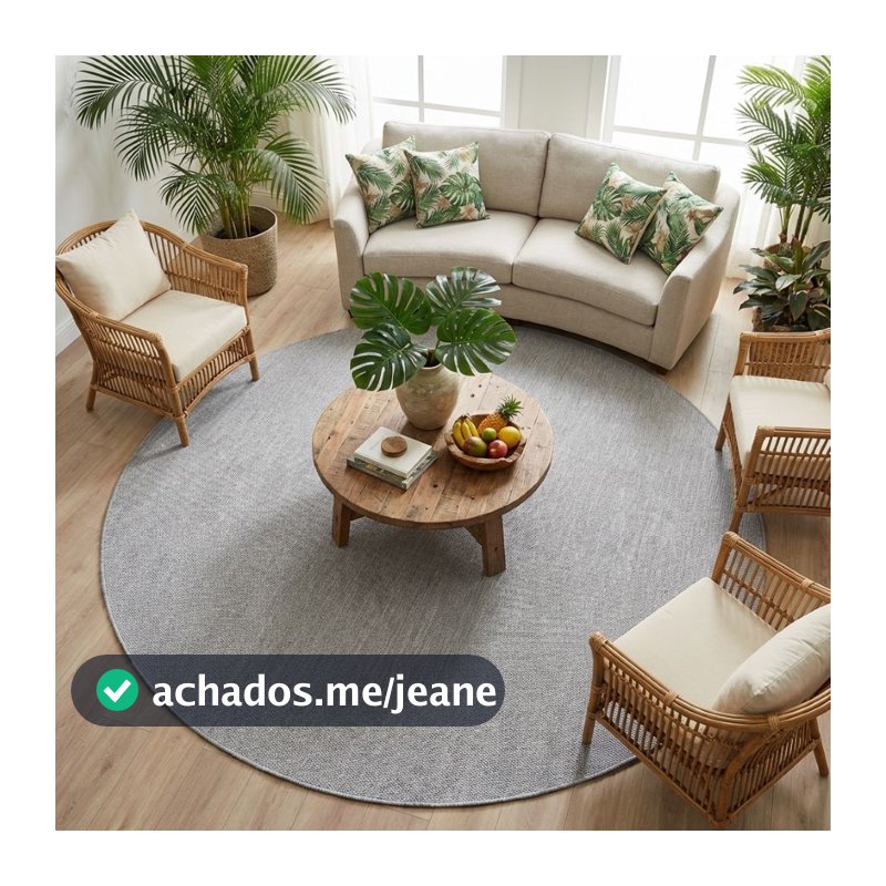 Tapete redondo sisal 200x200 antiderrapante antialérgico para sala de estar hall de entrada