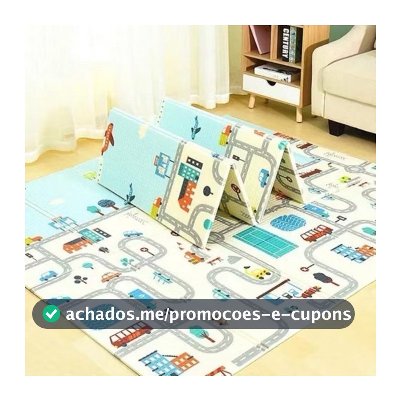 Tapete Infantil Atividade Bebê Dupla Face 2.00x1.80 cm Emborrachado 10mm Dobrável Portátil Impermeável