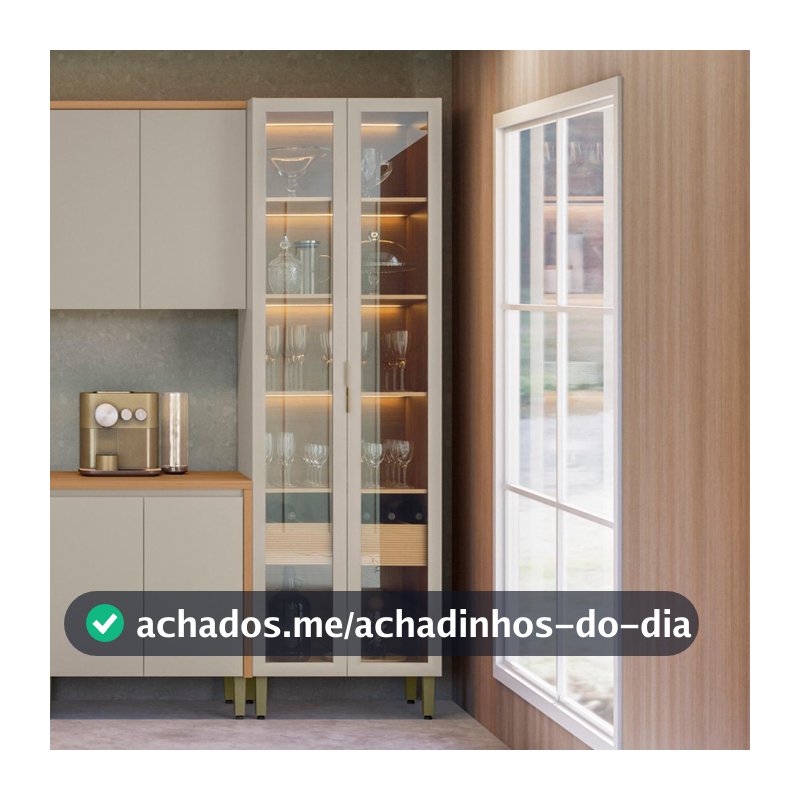 Cristaleira 2 Portas 1 Gaveta e Led Allure Linea Brasil