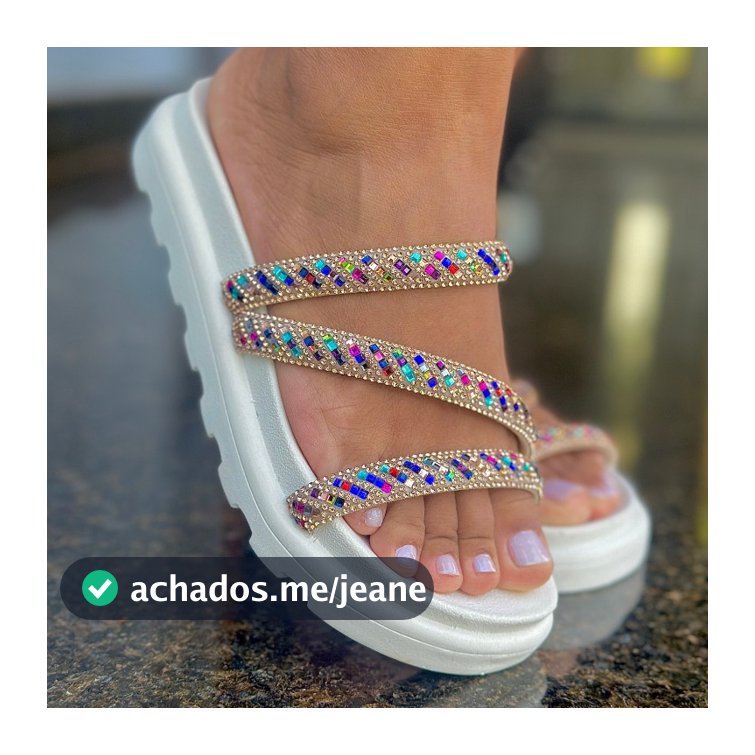 Birken Sandália Conforto Feminina Modelo Sara Strass Brilhante Paris