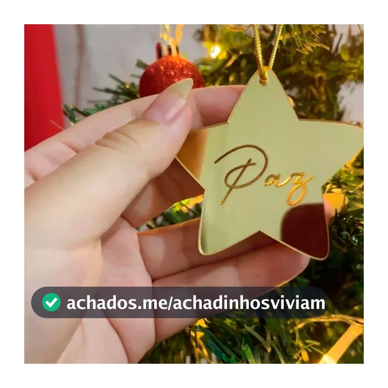 Kit Enfeites de 8 uni Árvore Natal Acrílico Estrelas com cordão Palavras Gravadas Decoração Natalina