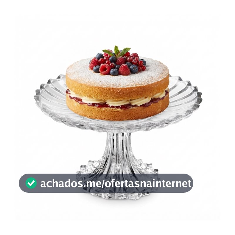 Prato com Pé para Doce Cristal Geneva 16cm Luxo Wolff Prato para Sobremesa Bolo Doces Mesa Posta Elegante Qualidade Casa