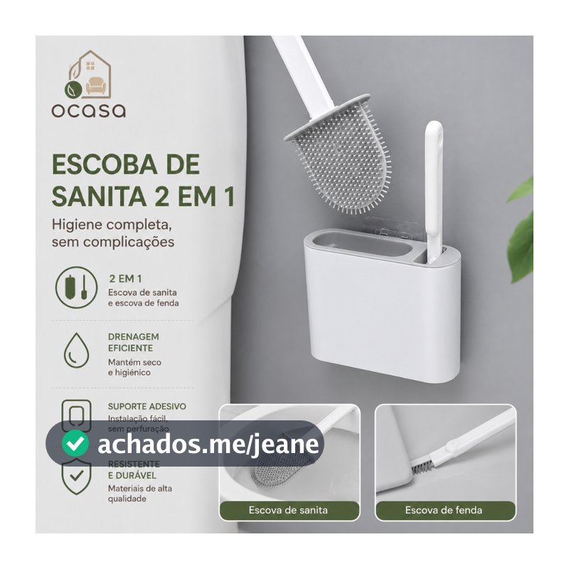 2 em 1 Escova de Silicone para Vaso Sanitário - Base de Banheiro Privada, Alta Eficiênci