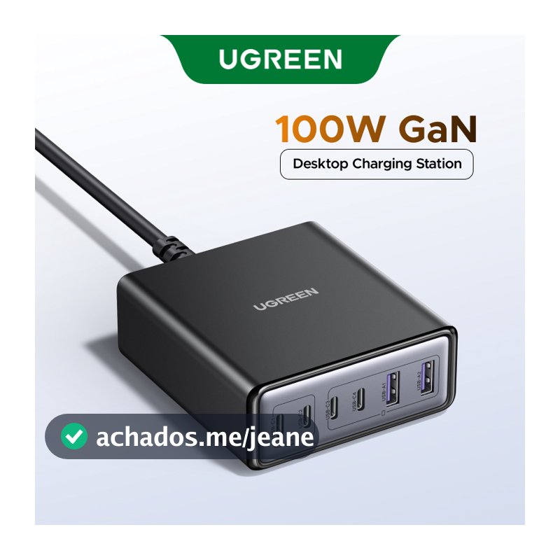 UGREEN 100W GaN 6 Em 1 Estação De Carregamento De Mesa Rápido Para Telefone/Laptop/45W Samsung/Tablets/Air Pods/iWatch/S