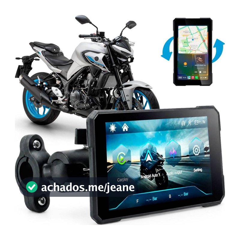 Multimídia Para Moto 5" HM-502D CarPlay Android Auto Sem Fio Tela IPS Touch Resistência à água H-Tech