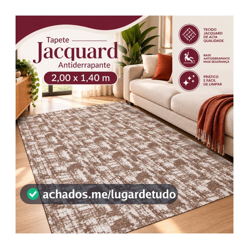 Tapete Sala Antiderrapante 2,00x1,40m Luxo Moderno Decorativo Quarto Escritório