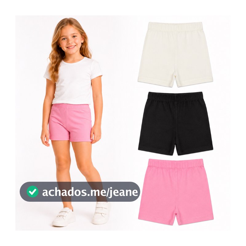 Short Boxer Infantil Curto Cotton Menina 96%Algodão Ideal para Usar com Saias e Vestidos Tam 2 ao 12