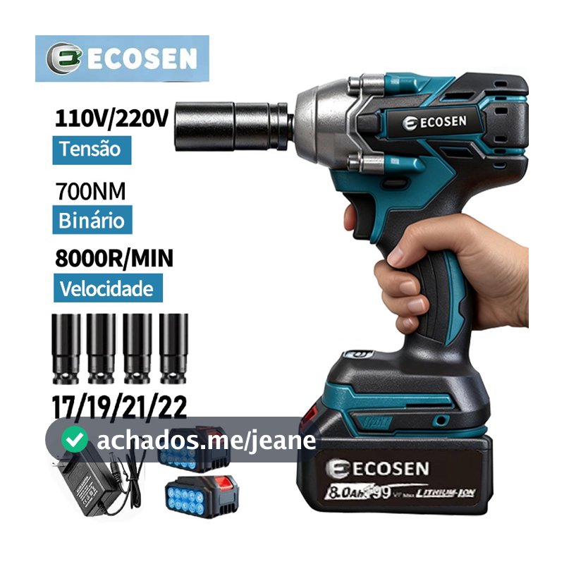 Chave De Impacto Parafusadeira Reforçada Portátil 1/2" 21v  Carregador Bivolt