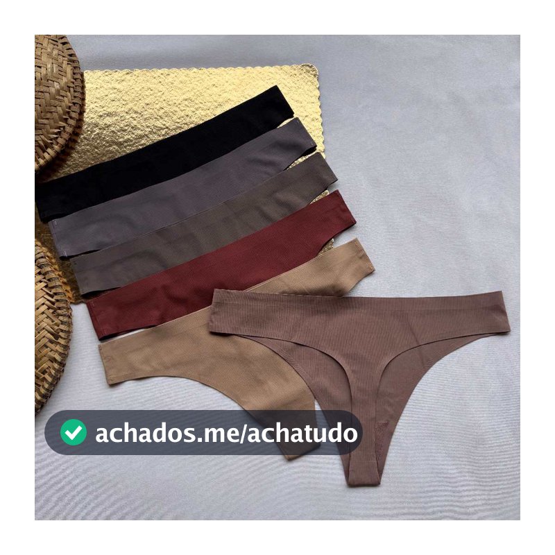 Kit Calcinhas Fio Canelada Corte a Laser Sem Costura Poliamida Lingerie Fio Dental Importada Tanga