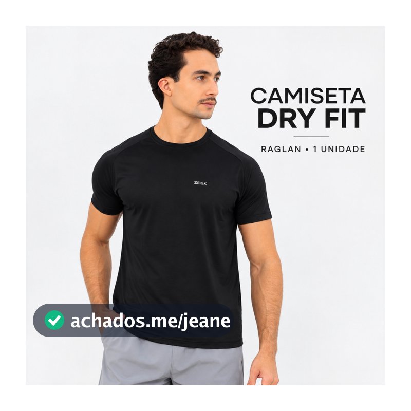 Camiseta Masculina Dry Tech UV50+ Raglan Slim Poliamida Elastano ZEEK