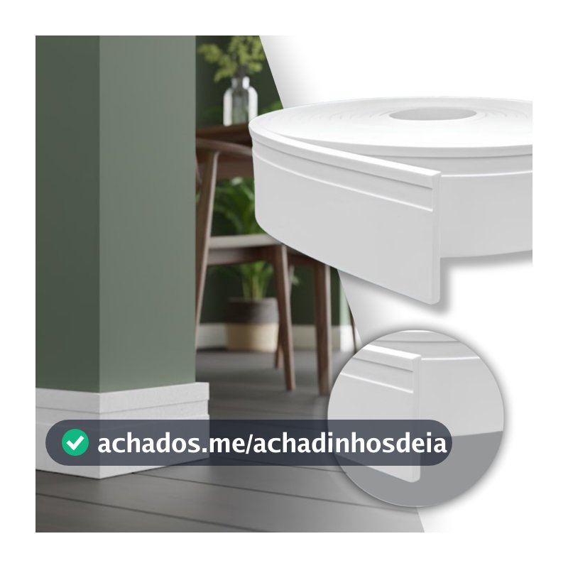Rodapé Eva Frisado Autocolante Flexível Branco 5mx7cm À Prova D’Água Moldura Parede Decorativa