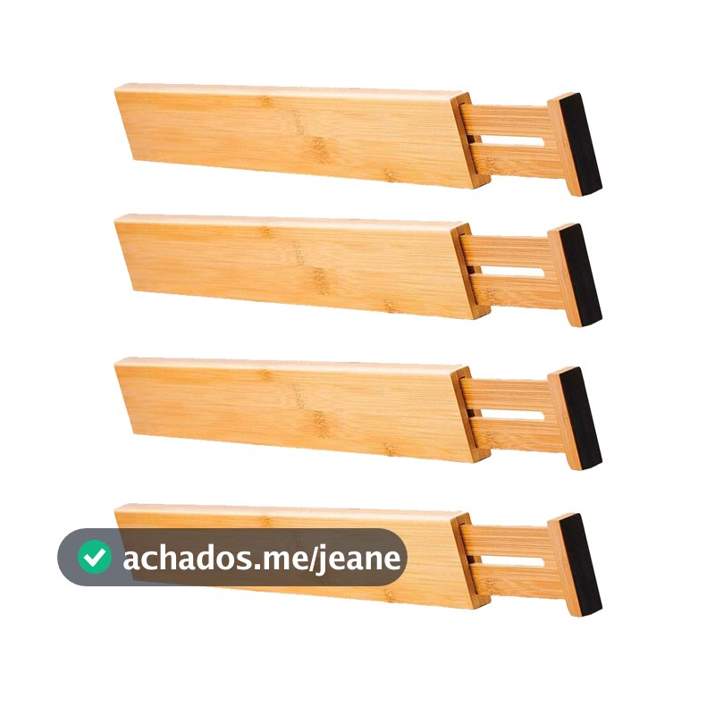 4 peças Divisor de gaveta de cozinha em bambu Organizador de gaveta de meias ajustável