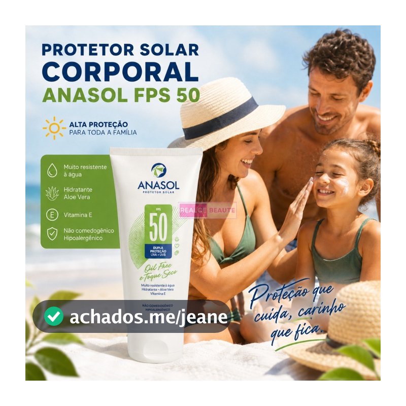 Protetor Solar Corporal Anasol Fps 50 Oil Free, Toque Seco com Aloe Vera e Vitamina E 200g